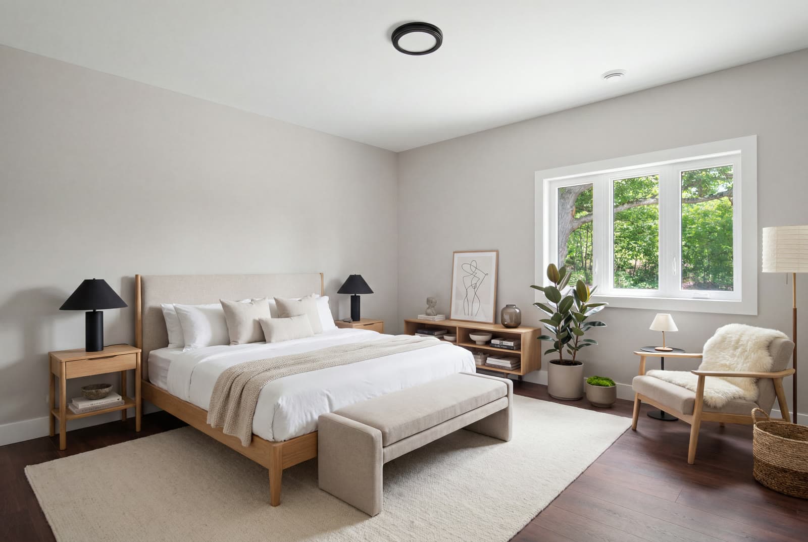 The same bedroom after digital staging by SocialSquared